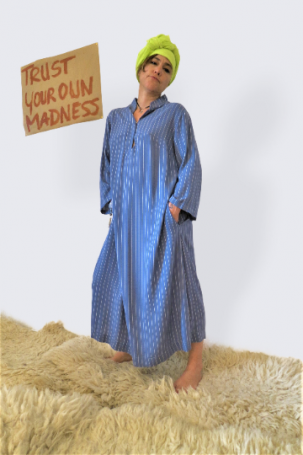 Kaftan Kleid mit Ethnomuster blau pink Kleider/Kaftane