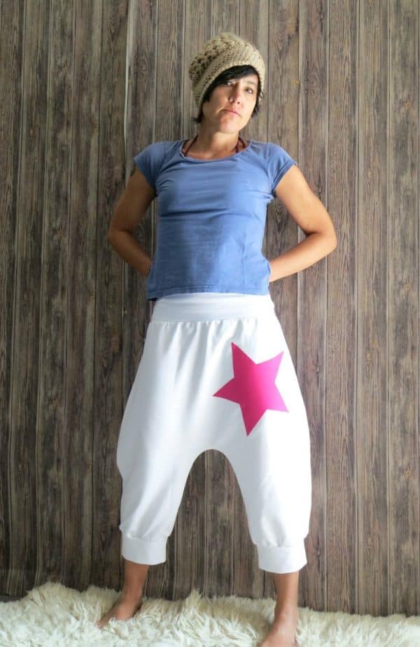 Weiße Yogahose für Frauen  aus Jersey mit Stern Hosen