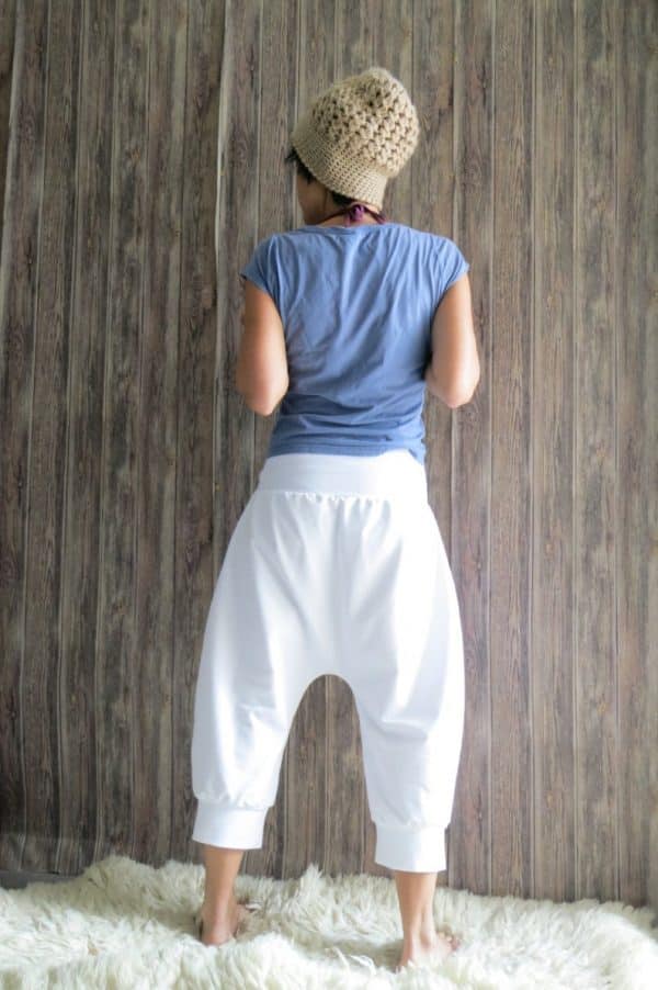 Weiße Yogahose für Frauen  aus Jersey mit Stern Hosen