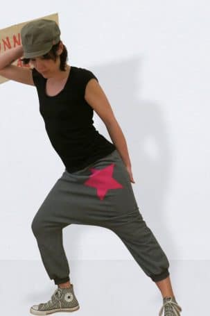 Graue Haremshose mit Stern aus Sweat für Frauen Maßgenähte Produkte