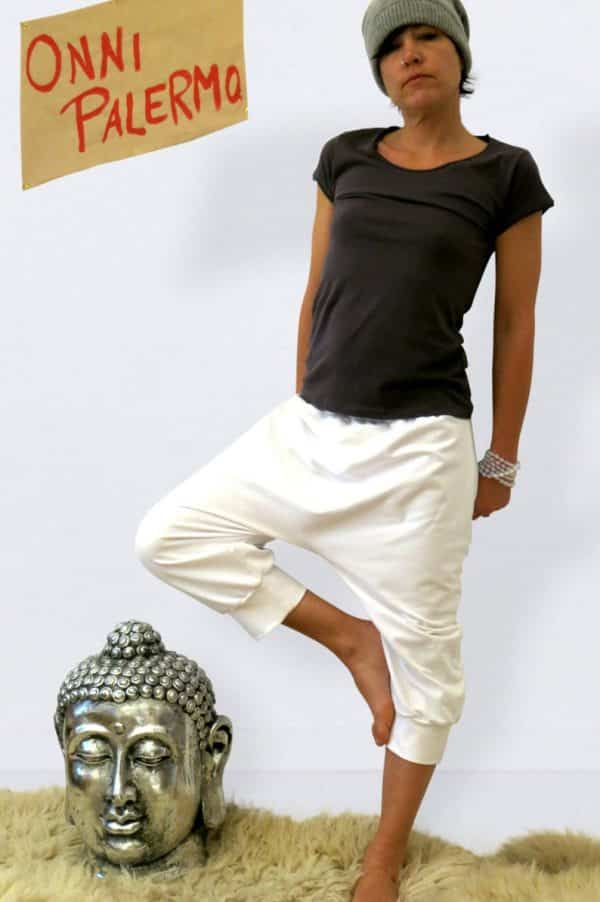 Weiße Capri Yogahose für Frauen  aus Jersey Hosen