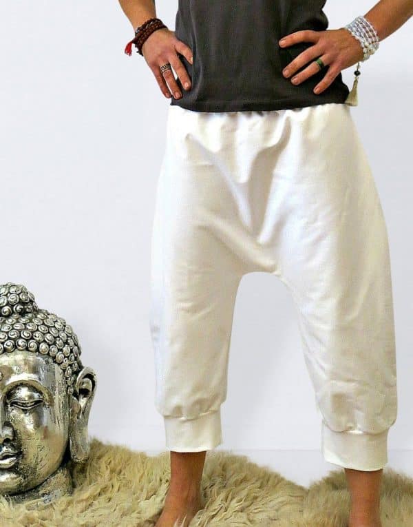 Weiße Capri Yogahose für Frauen  aus Jersey Hosen