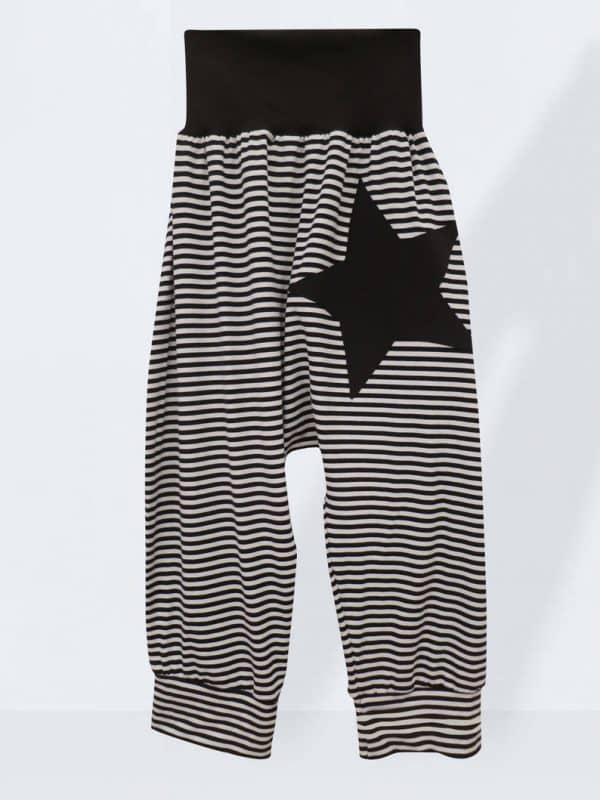 Haremshose schwarz weiß gestreift mit Stern aus Jersey Hosen