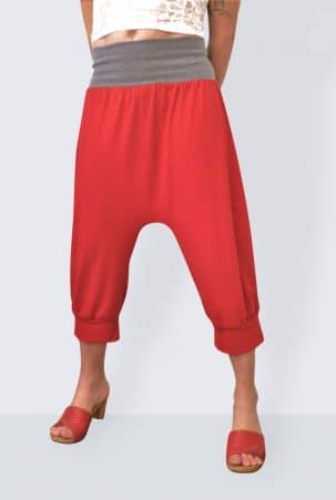 Caprihose rot weiß gepunktet aus Jersey Hosen